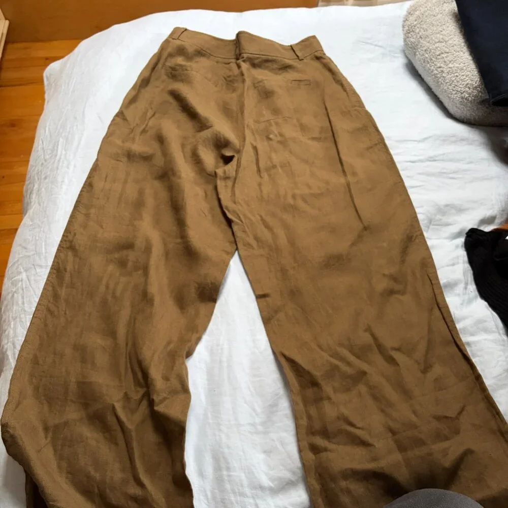Everlane Way High Drape Linen Pant Cocoa 8 - Picture 6 of 6